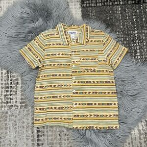 Shining Boys Short Sleeve Mustard Aztec  Button Downcollared Shirt Size 12Y $62